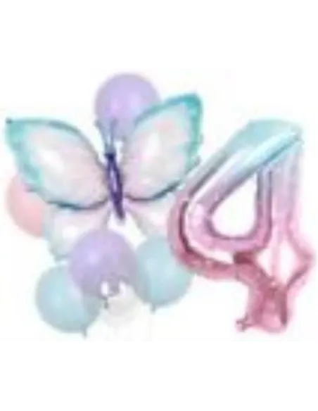 GLOBOS SWH ALUMINIO  4 ROSA/MARIPOSA 40PLG 69J7A-1