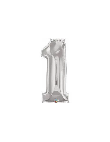 GLOBO METALICO  32 NUMERO  1 PLATEADO