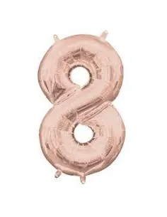 GLOBO METALICO  32 NUMERO  8 ROSE GOLD