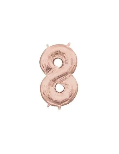 GLOBO METALICO  32 NUMERO  8 ROSE GOLD