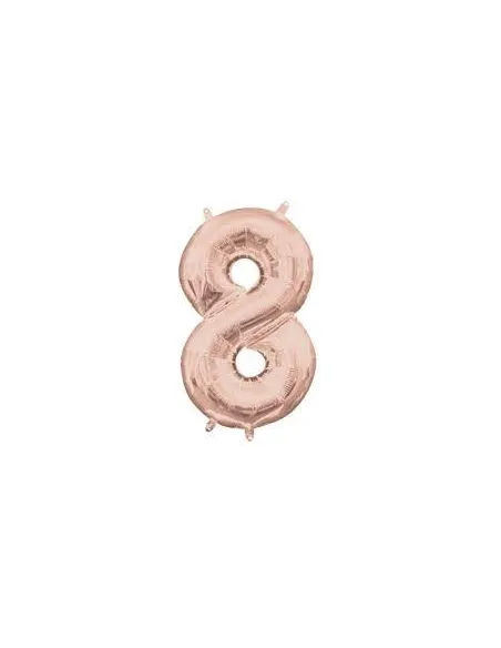 GLOBO METALICO  32 NUMERO  8 ROSE GOLD