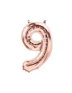 GLOBO METALICO  32 NUMERO  9 ROSE GOLD