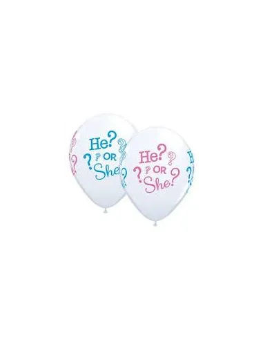GLOBOS IMPRESO  12 BLANCO HE OR SHE CELESTE Y ROSADO UNIDAD
