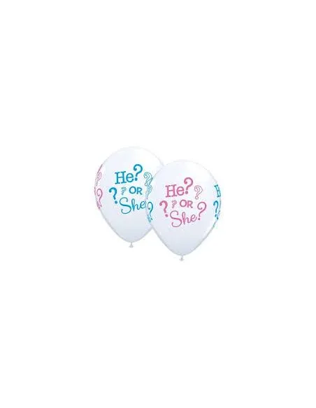 GLOBOS IMPRESO  12 BLANCO HE OR SHE CELESTE Y ROSADO UNIDAD