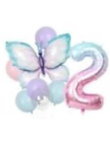 GLOBOS SWH ALUMINIO  2 ROSA/MARIPOSA 40PLG 69J7A-1