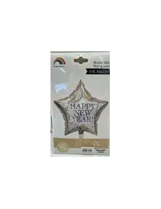GLOBO SWH ALUM. ESTRELLA HAPPY NEW YEAR PLATEADO  1PZ 65J5A-22B