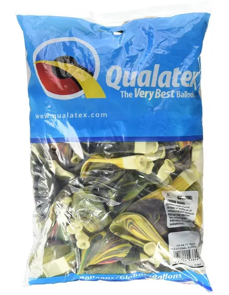 GLOBO QUALATEX 11 MARMOLEADO VERDE/AMAR X UND