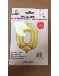 GLOBO METALICO 32 NUMERO 0 DORADO