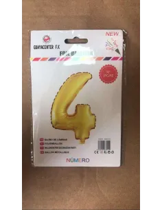 GLOBO METALICO 32 NUMERO 4 DORADO