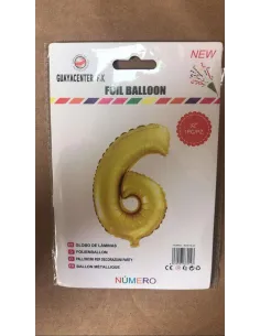 GLOBO METALICO 32 NUMERO 6 DORADO