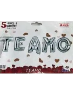 GLOBO METALICO TE AMO PALABRA PLATEADO