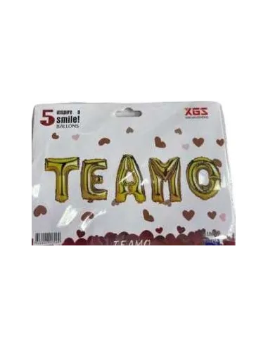 GLOBO METALICO TE AMO PALABRA DORADO