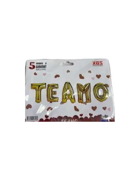 GLOBO METALICO TE AMO PALABRA DORADO