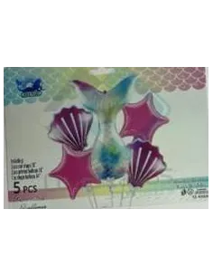 GLOBO DE ALUMINIO COLA/SIRENA 5PZS IC614-1