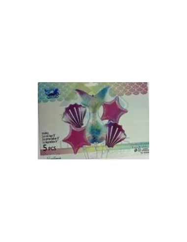 GLOBO DE ALUMINIO COLA/SIRENA 5PZS IC614-1