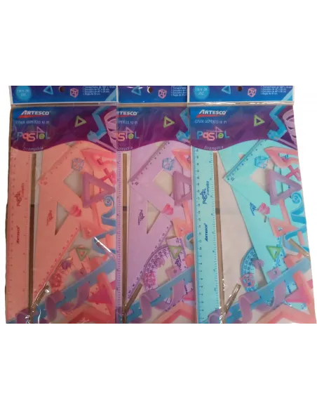 JUEGO ARTESCO GEOMETRICO 30CM IRROMPIBLE PASTEL