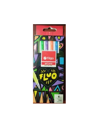 BOLIGRAFO FILGO ROLLER GEL POP C/FLUO CAJA X 6 UND R. GP8-E6-FLU
