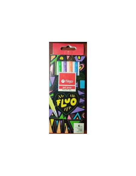 BOLIGRAFO FILGO ROLLER GEL POP C/FLUO CAJA X 6 UND R. GP8-E6-FLU