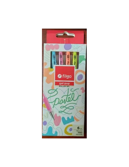 BOLIGRAFO FILGO ROLLER GEL POP C/PATEL CAJA X 6 UND R. GP8-E6-PAS