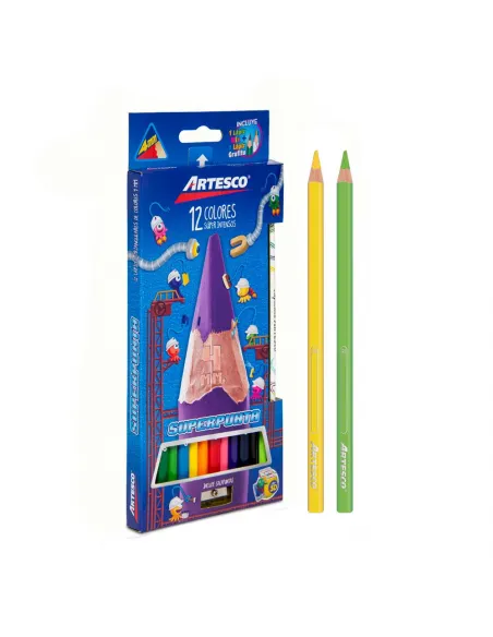 LAPIZ ARTESCO TRIANG LARGO X 12 COL SUPER PUNTA 4MM C/PROM