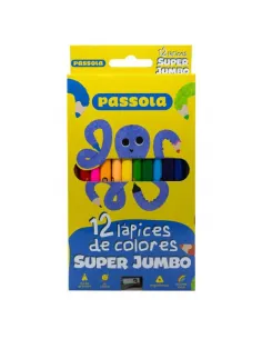 LAPIZ PASSOLA TRIANG LARGO 5MM X 12 COL C/SACAP