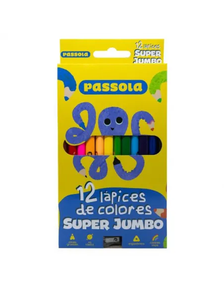 LAPIZ PASSOLA TRIANG LARGO 5MM X 12 COL C/SACAP