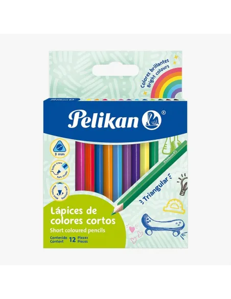 LAPIZ PELIKAN TRIANG. CORTO X 12 COL