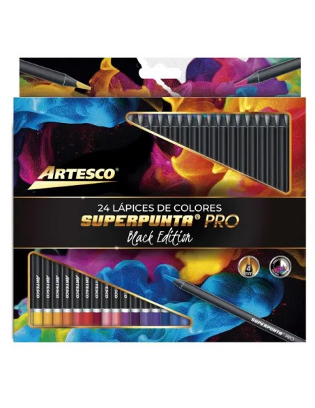 LAPIZ ARTESCO SUPERPUNTA PRO BLACK EDITION 24COL. 4MM