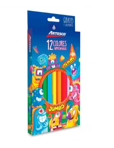 LAPIZ ARTESCO TRIANG LARGO JUMBO X 12 COLORES 5MM
