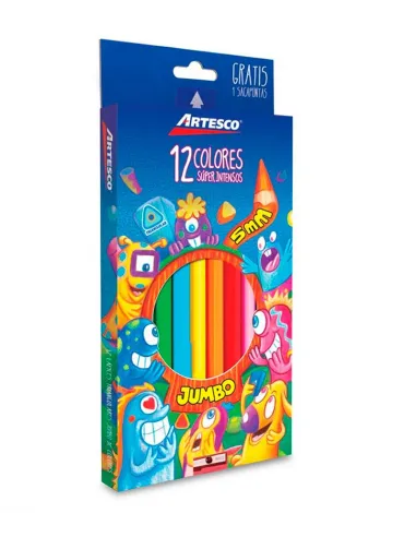 LAPIZ ARTESCO TRIANG LARGO JUMBO X 12 COLORES 5MM