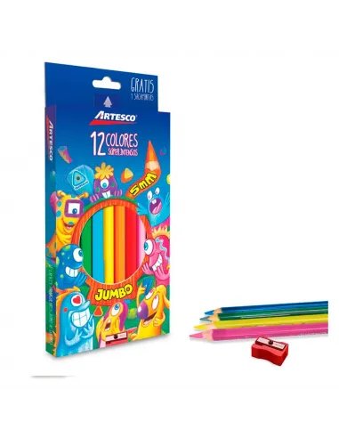 LAPIZ ARTESCO TRIANG LARGO JUMBO X 12 COLORES 5MM