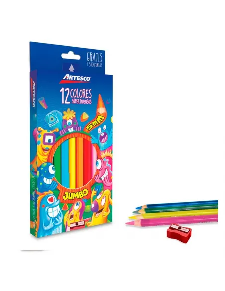 LAPIZ ARTESCO TRIANG LARGO JUMBO X 12 COLORES 5MM