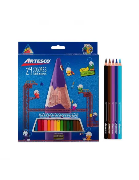 LAPIZ ARTESCO TRIANG LARGO X 24 COL SUPER PUNTA 4MM  SACAP