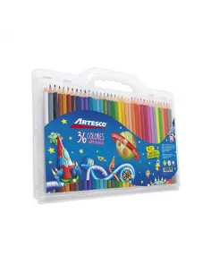 LAPIZ ARTESCO TRIANG LARGO ESTUCHE PLASTICO X 36 COLORES