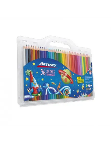 LAPIZ ARTESCO TRIANG LARGO ESTUCHE PLASTICO X 36 COLORES