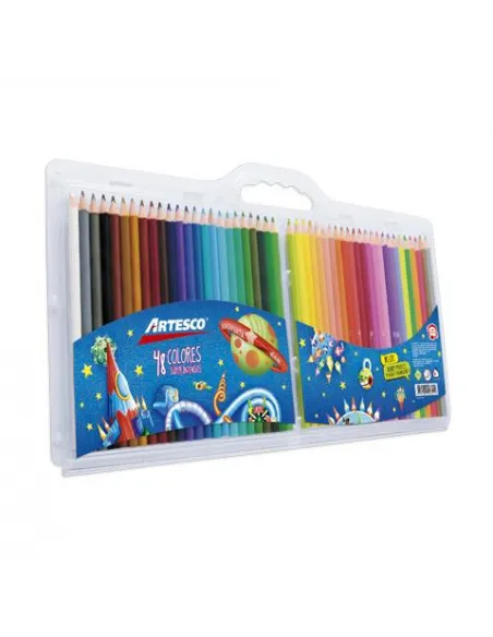 LAPIZ ARTESCO TRIANG LARGO ESTUCHE PLASTICO X 48 COLORES