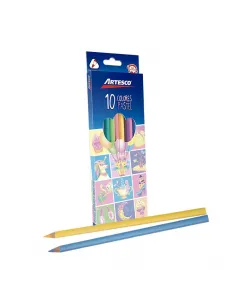 LAPIZ ARTESCO TRIANG LARGO X 10 COLORES PASTELES
