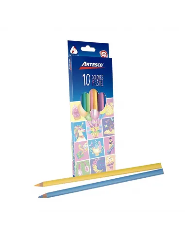 LAPIZ ARTESCO TRIANG LARGO X 10 COLORES PASTELES