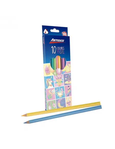 LAPIZ ARTESCO TRIANG LARGO X 10 COLORES PASTELES