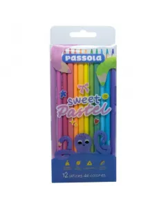 LAPIZ PASSOLA PASTEL TRIANG LARGO 3MM X 12 COL CAJA PVC