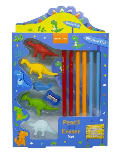LAPICES LITTLE TREE DINOSAURIO C/BORRADOR SACAPUNTA REGLA GP8012-E