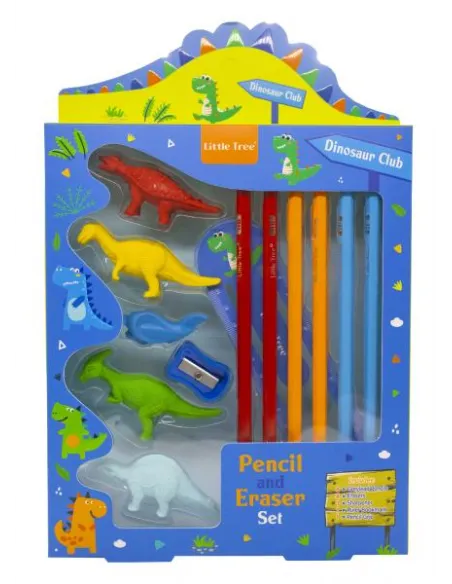 LAPICES LITTLE TREE DINOSAURIO C/BORRADOR SACAPUNTA REGLA GP8012-E
