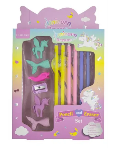 LAPICES LITTLE TREE UNICORNIO C/BORRADOR SACAPUNTA REGLA GP8013-E