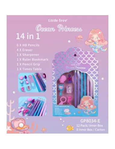 LAPICES LITTLE TREE SIRENAS C/BORRADOR SACAPUNTA REGLA GP8034-E