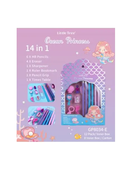 LAPICES LITTLE TREE SIRENAS C/BORRADOR SACAPUNTA REGLA GP8034-E