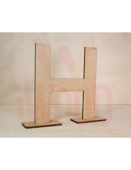 LETRA MADERA S/PINTAR 15X15X0.3CM MODELO LETRA H