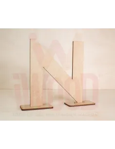 LETRA MADERA S/PINTAR 15X15X0.3CM MODELO LETRA N
