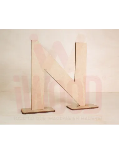 LETRA MADERA S/PINTAR 15X15X0.3CM MODELO LETRA N