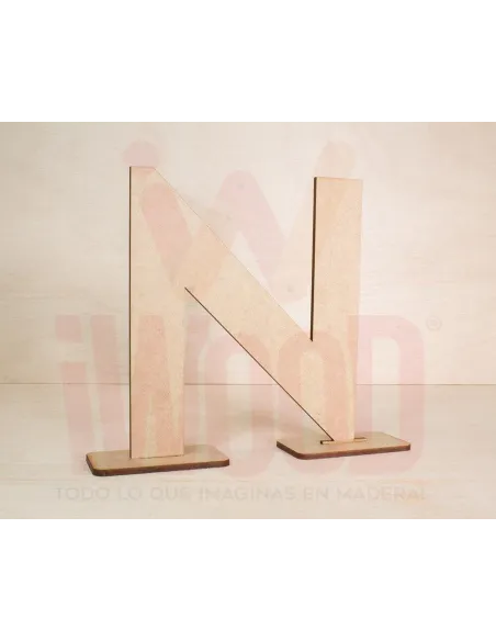 LETRA MADERA S/PINTAR 15X15X0.3CM MODELO LETRA N