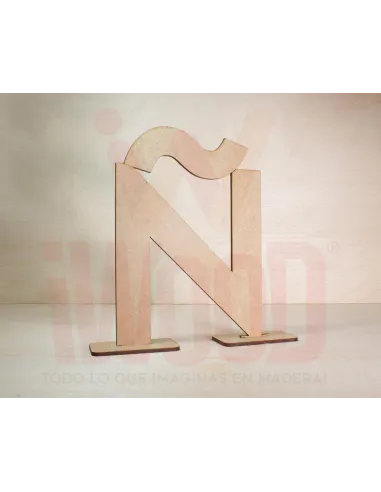 LETRA MADERA S/PINTAR 15X15X0.3CM MODELO LETRA Ñ